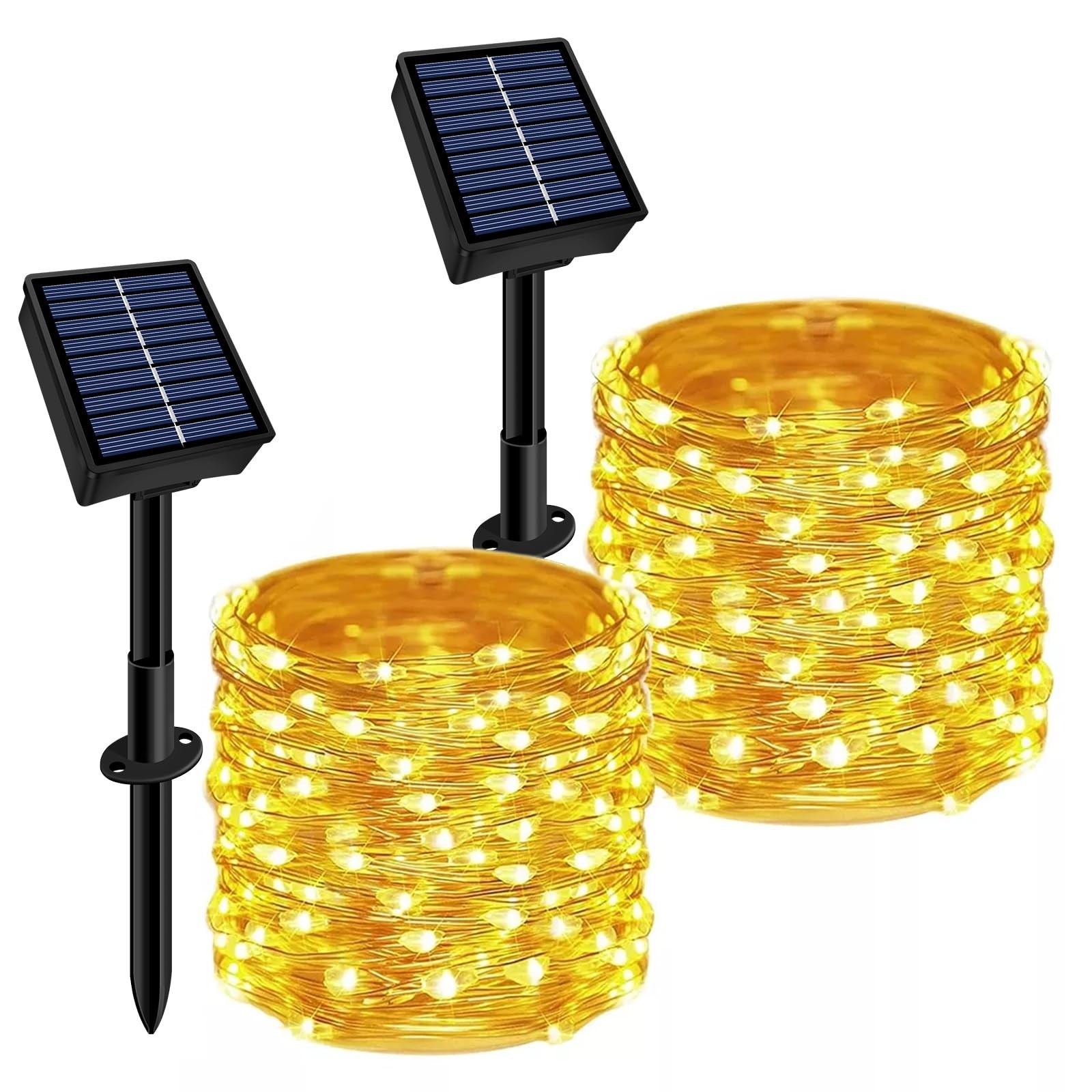 Solar String Lights Outdoor Waterproof 2 Pack Total 66ft 200LED 8 Modes Twink...
