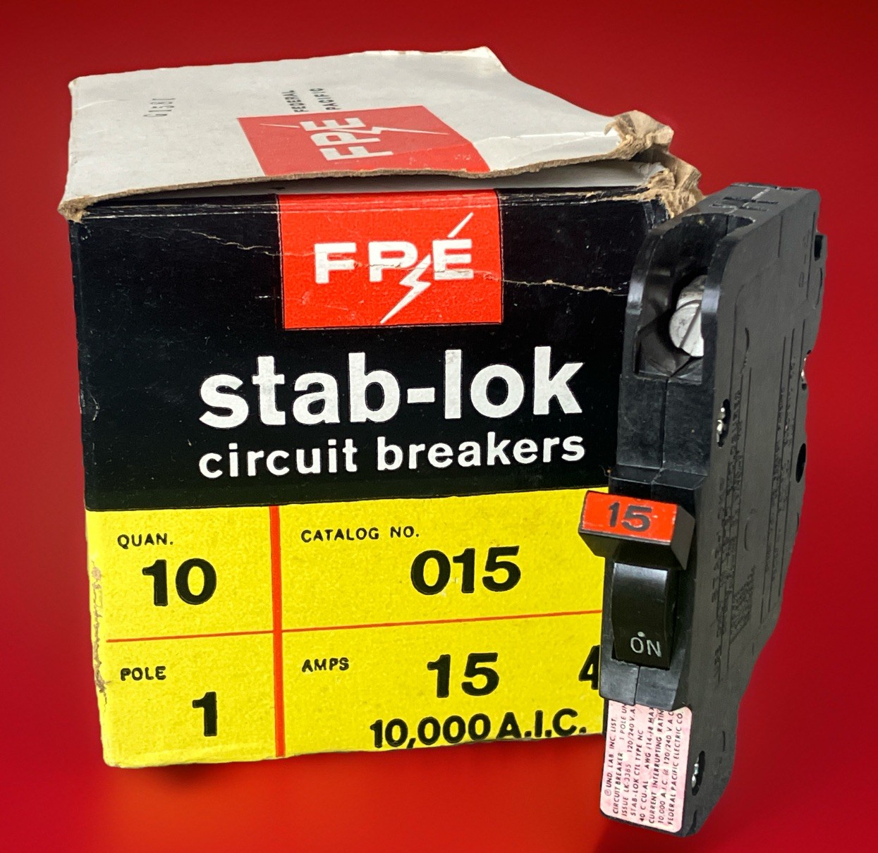 (1 ct) NC115 FPE 15 Amp 1 Pole Stab-Lok Federal Pacific Breaker NC15 Red - NEW!!