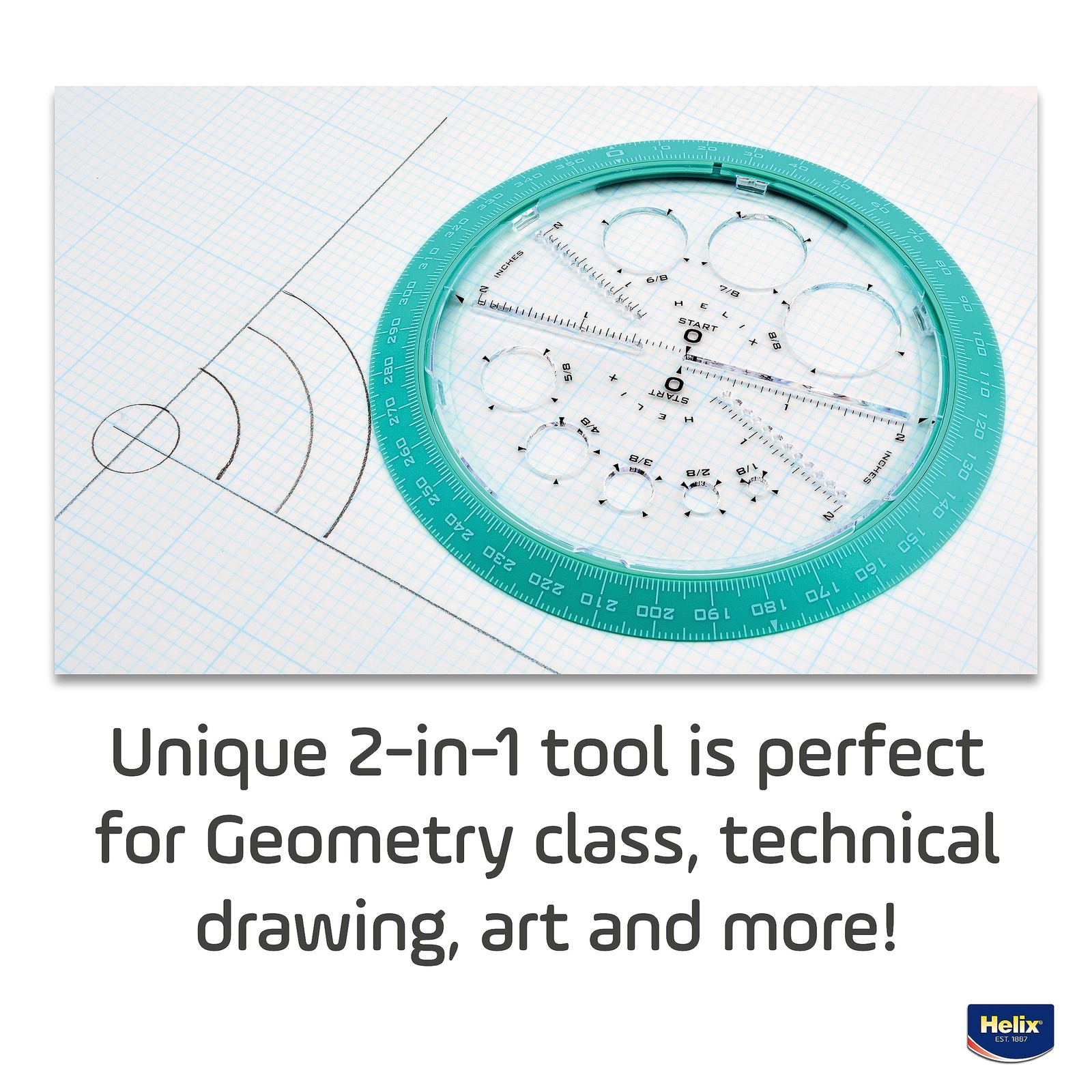 Helix - Angle and Circle Maker 6 Inch - Drawing 360 Degree, Assorted