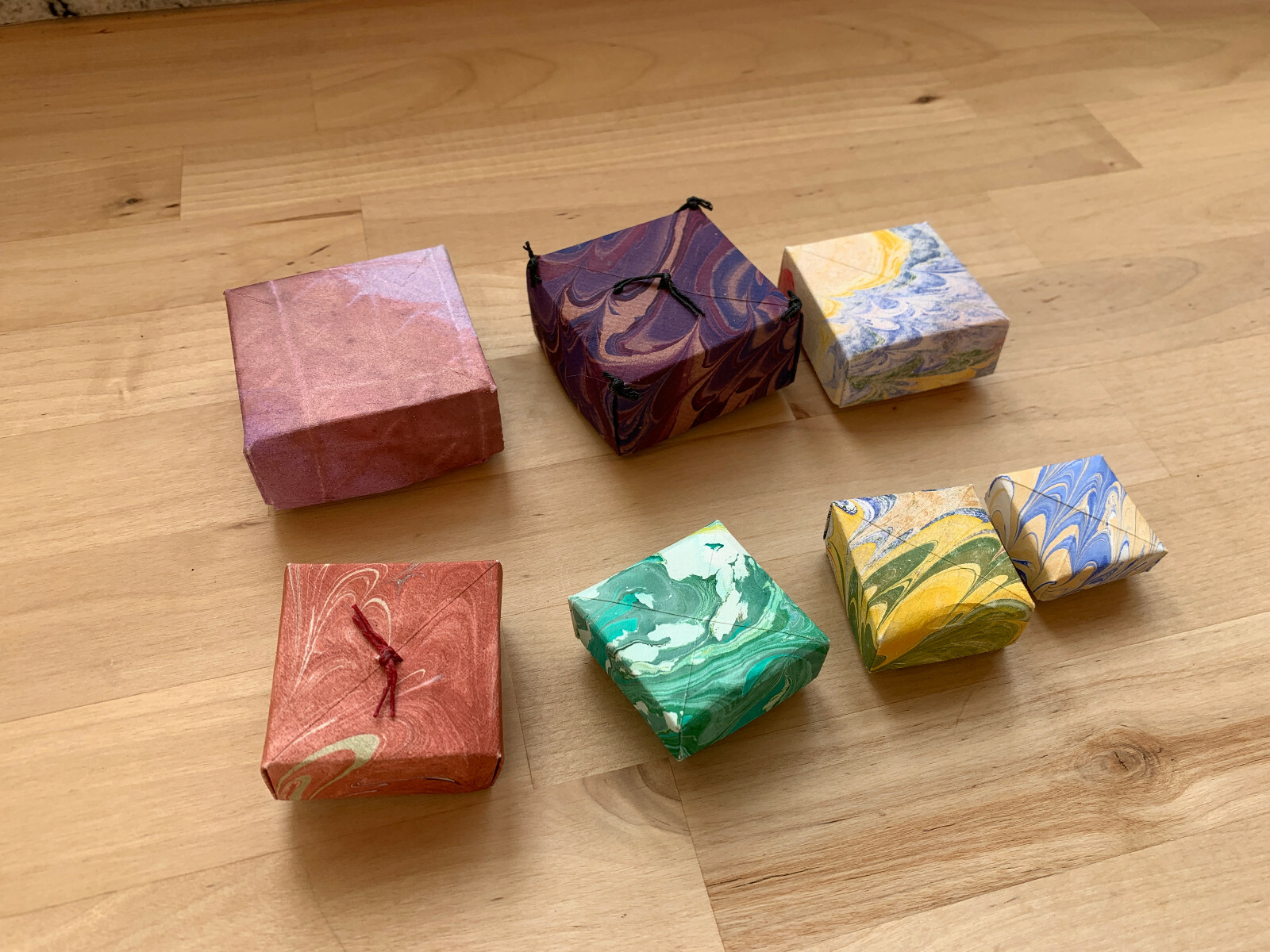 Handmade Paper Origami Boxes- Folded with Lids - 2.5" - 1.5"