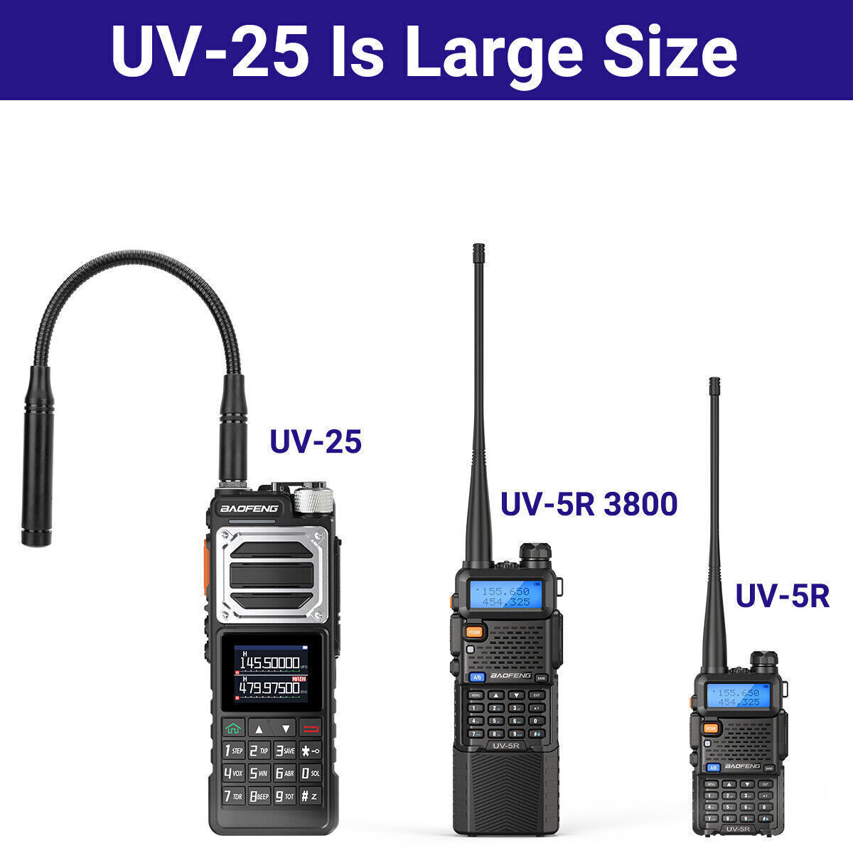 US Baofeng UV25 Walkie Talkie Long Range Tri-power Two Way Radio+48cm Antenna X2