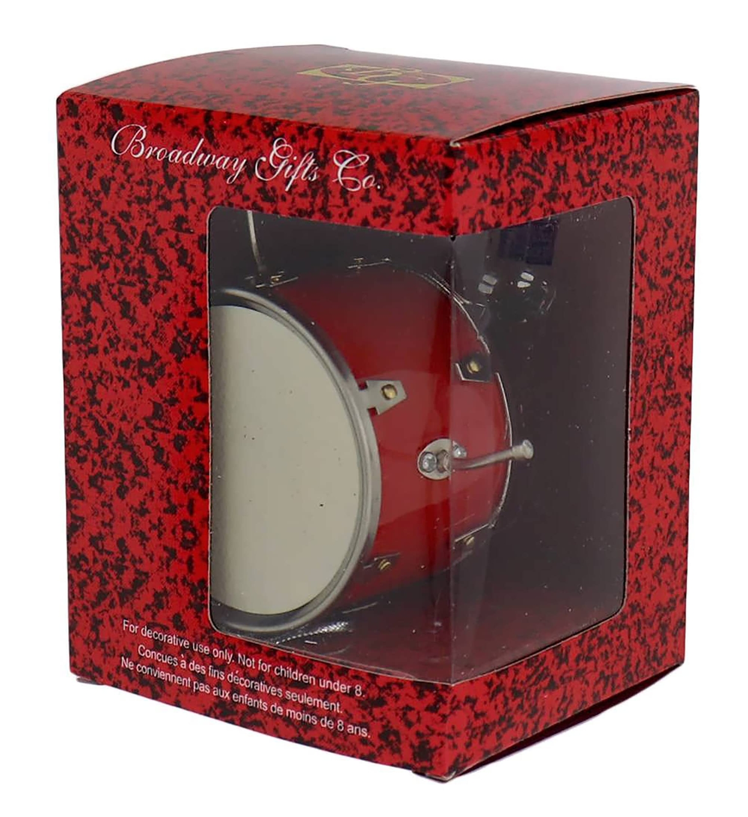 Broadway Gifts 2.8 Inch Red Wood and Brass Bass Drum Ornament Decoration
