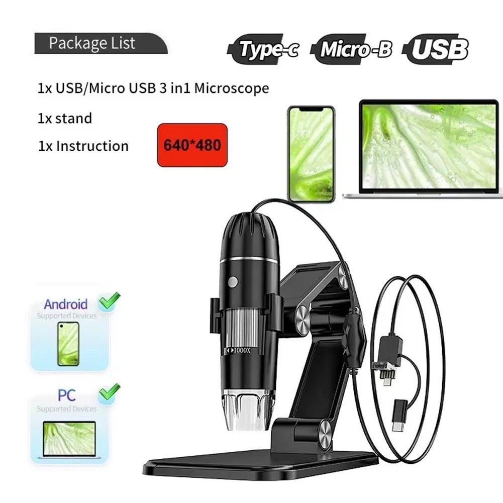 Digital Microscope Handheld USB Inspection Camera 50x1600x with Stand 8