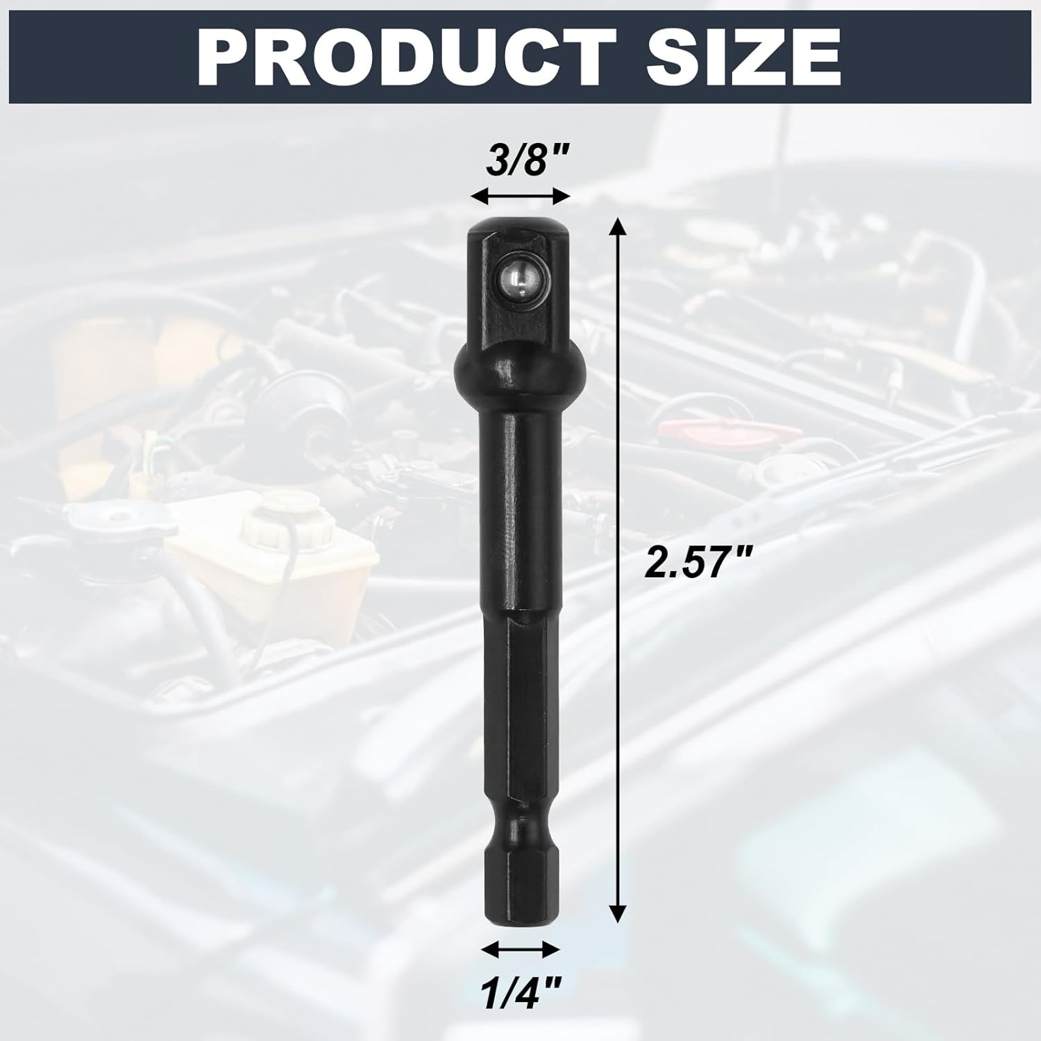 5 Pcs 3/8 Inch Impact Adapter Square Socket, Black Drill Socket Extension Driver