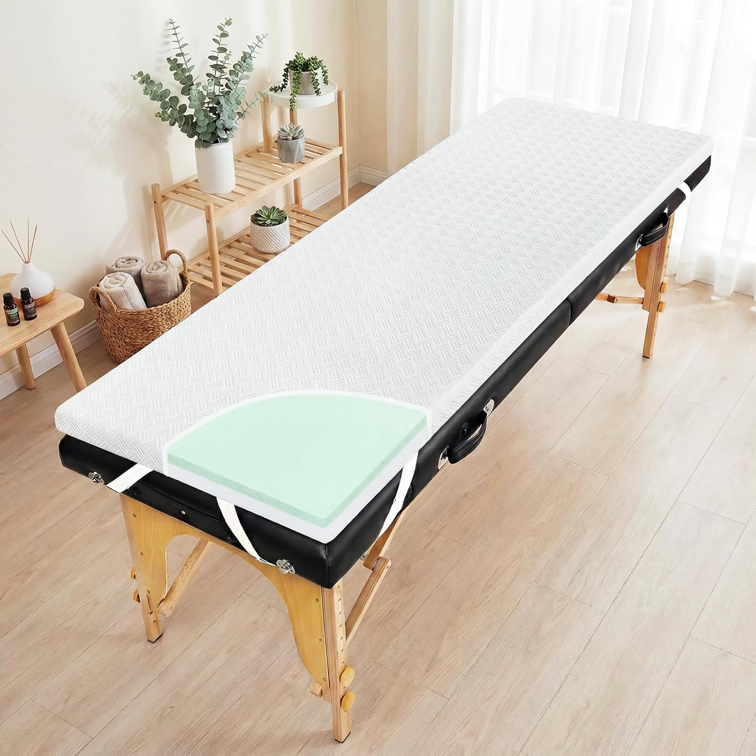Memory Foam Lash Bed Topper for Massage Tables - Non-Slip & Removable Cover