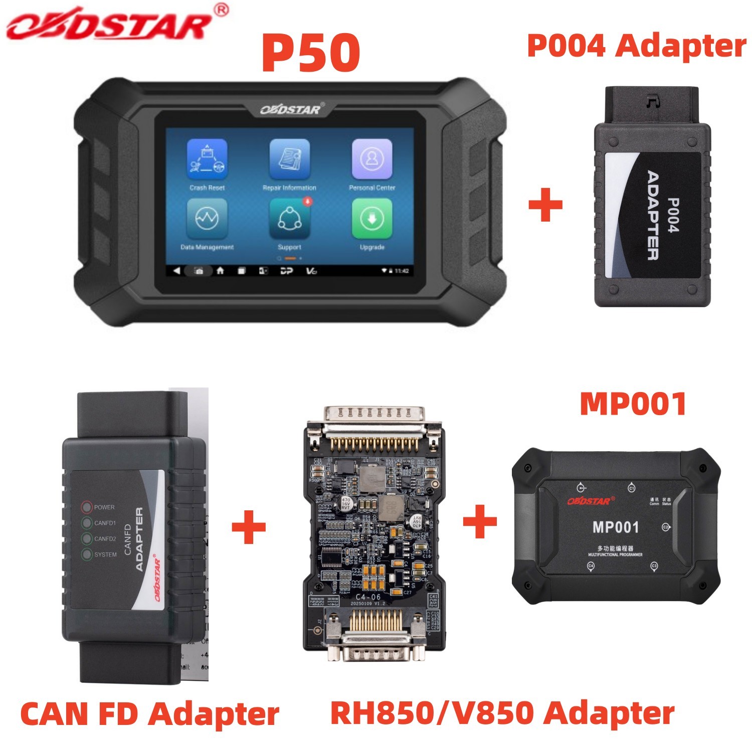 OBDSTAR P50 Reset Tool +CAN FD Adapter+MP001 Programmer+RH850/V850 C4-06 Adapter