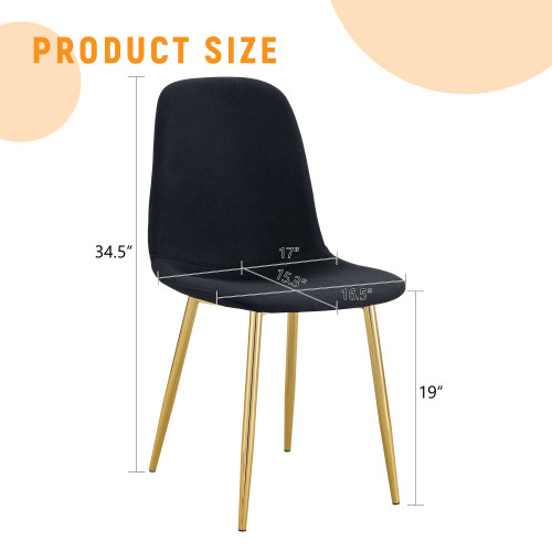 Luxury Simple Chair - Set Of 4 BLACK Linen-Cotton Material High Resilience