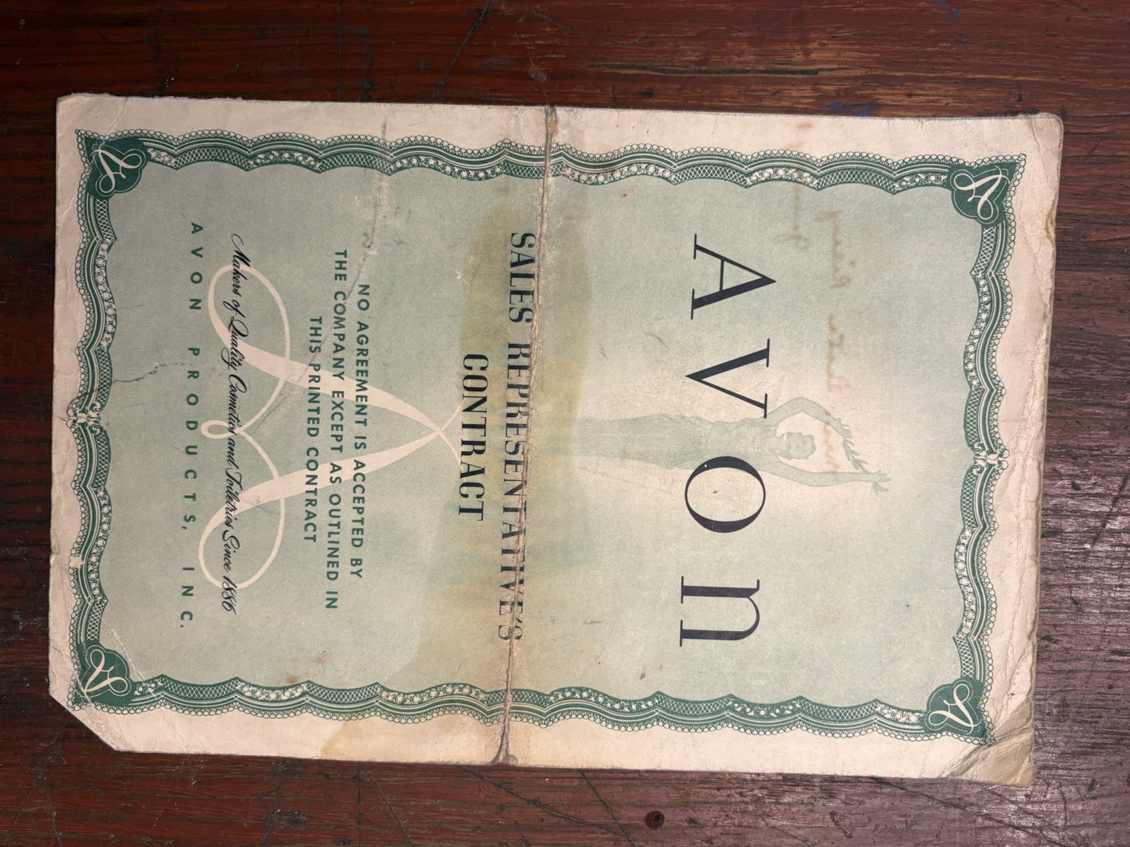 1958 AVON Sales Contract