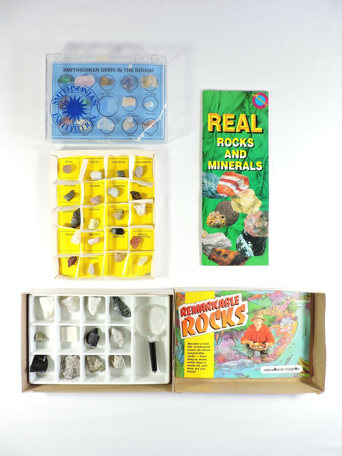 Rocks, Gems, Minerals, Fossils LOT of 3 Collections Smithsonian gem stones vtg
