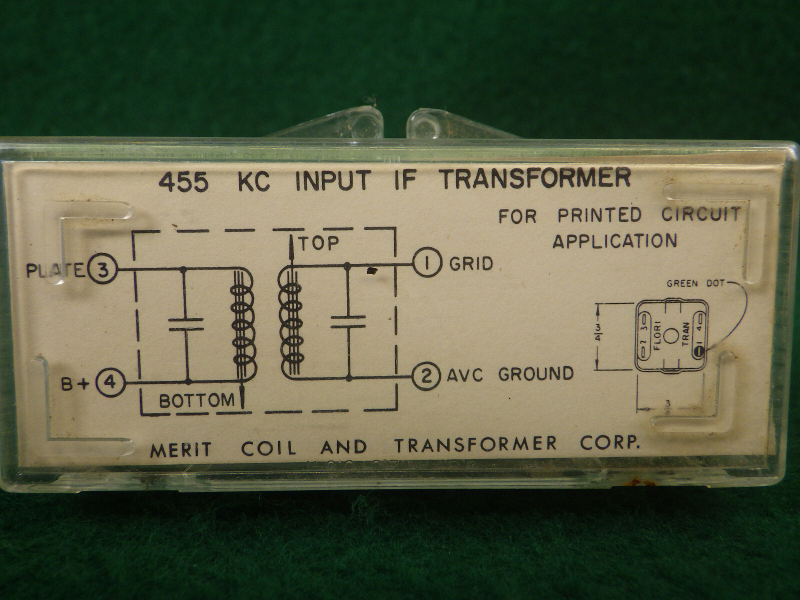 Vintage Merit RiTran IF Input transformer 455 KC