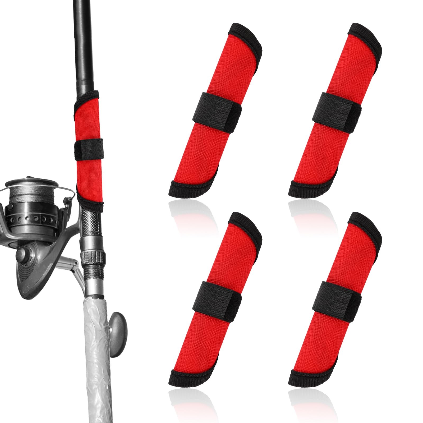 Gosknor 4pcs Lure Wrap, 15cm/5.9in Fishing Covers 15cm/5.9in, black, red