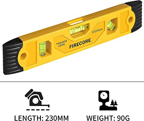 2pcs Magnetic Torpedo Level, 9-Inch Shockproof Toolbox Level with 3 2pcs-level