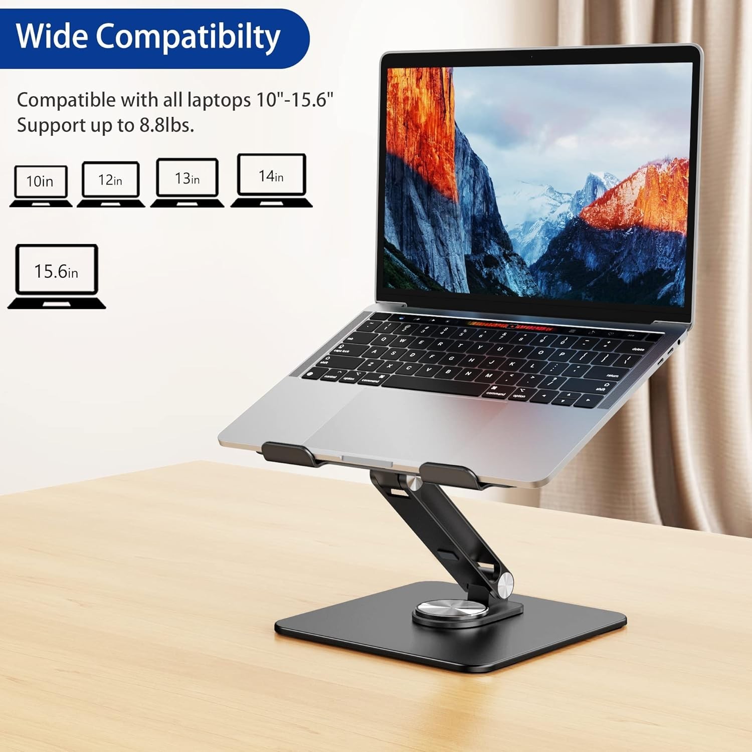Laptop Stand with 360 Rotating Base, Ergonomic Adjustable Notebook Riser, Fol...