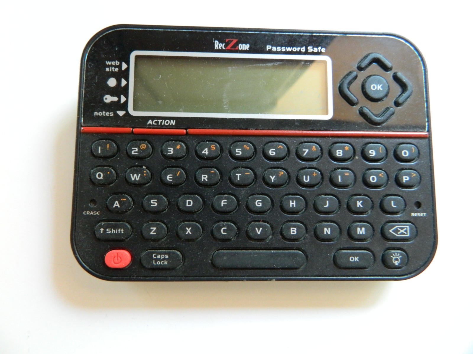 RECZONE PASSWORD SAFE BACK-LIT LCD QWERTY KEYBOARD MODEL tested w/manual