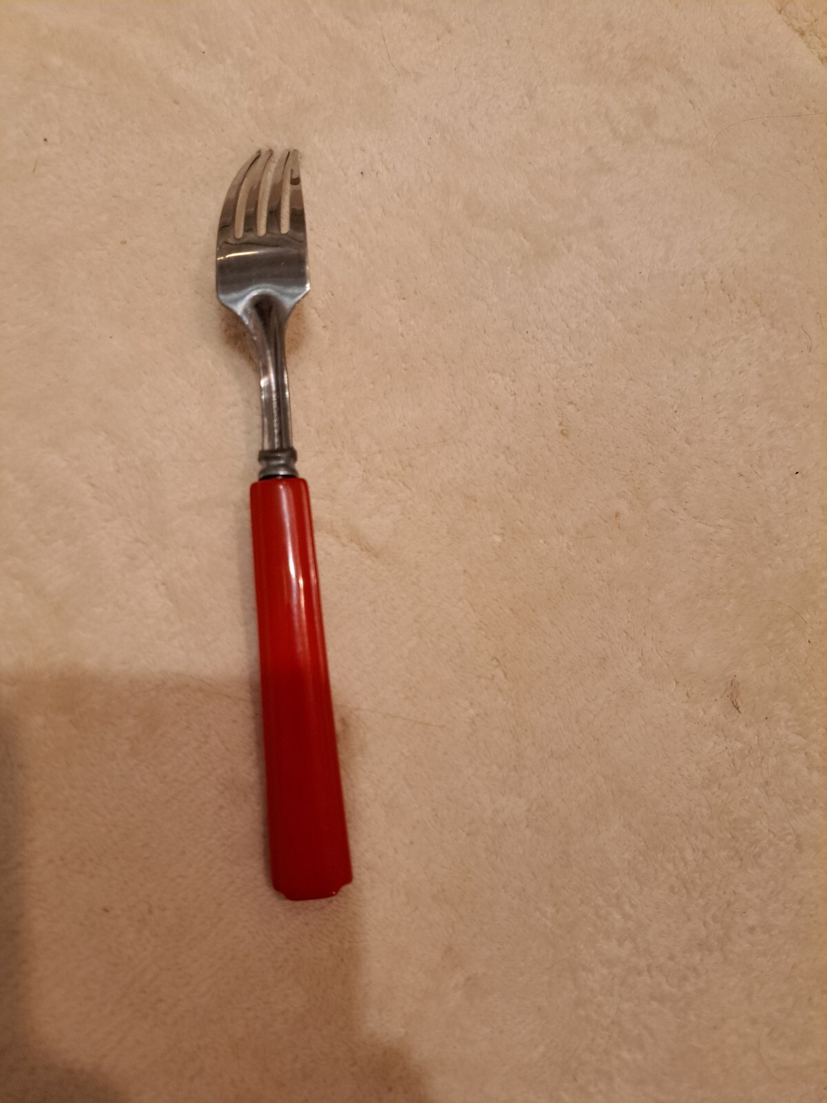 VTG mid-century Table fork Red Bakelite Handle stainless steel