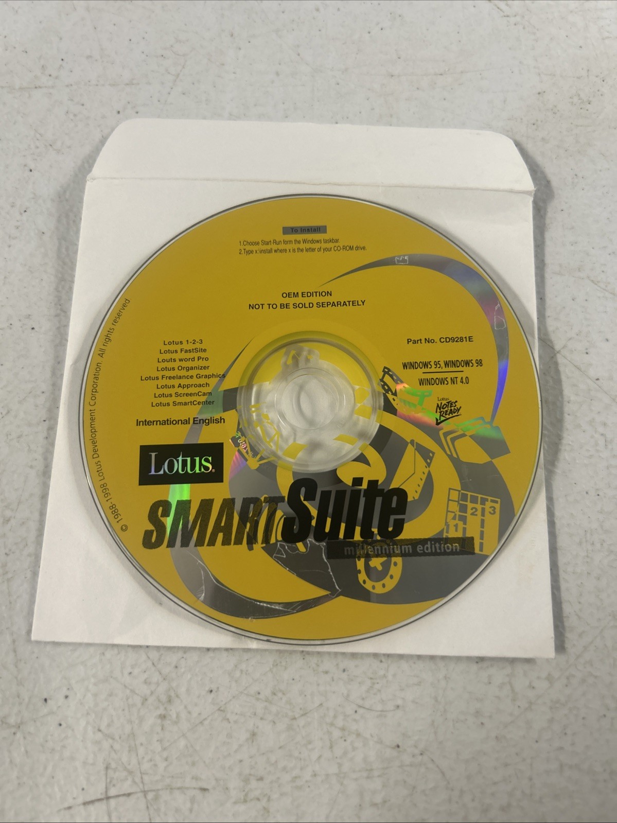 IBM Lotus SmartSuite Millennium Edition Windows 95/98/NT 4.0 CD-ROM DISC ONLY