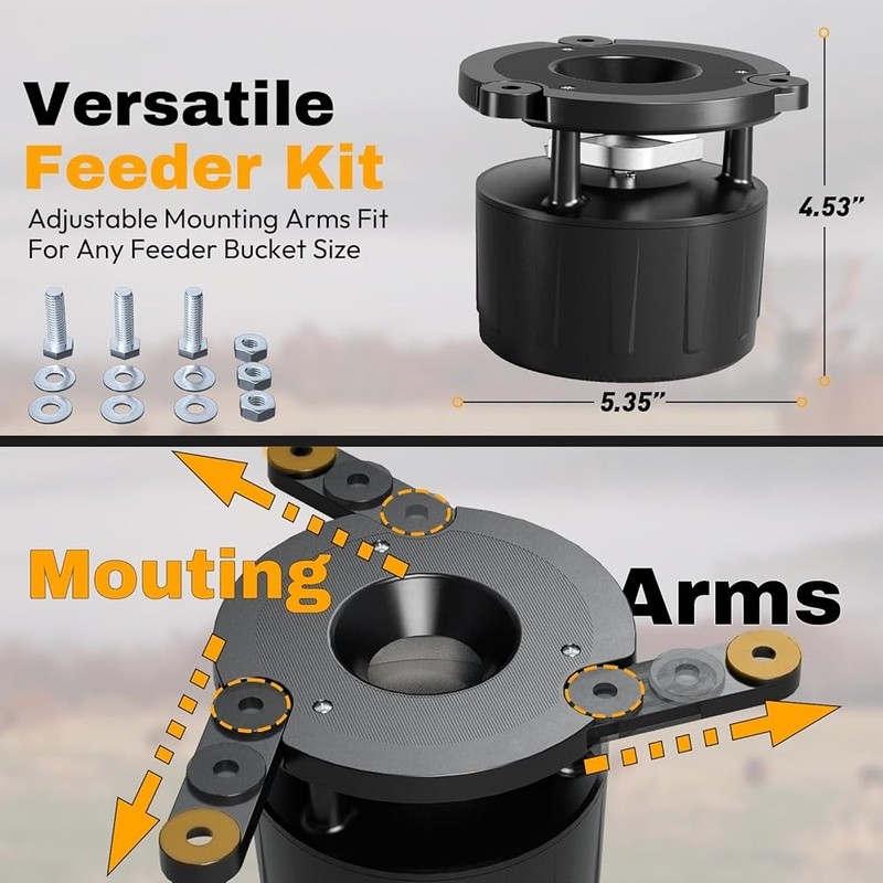 Efficient Deer Feeder Kit Digital Timer Adjustable Arms Solar Panel Ready New