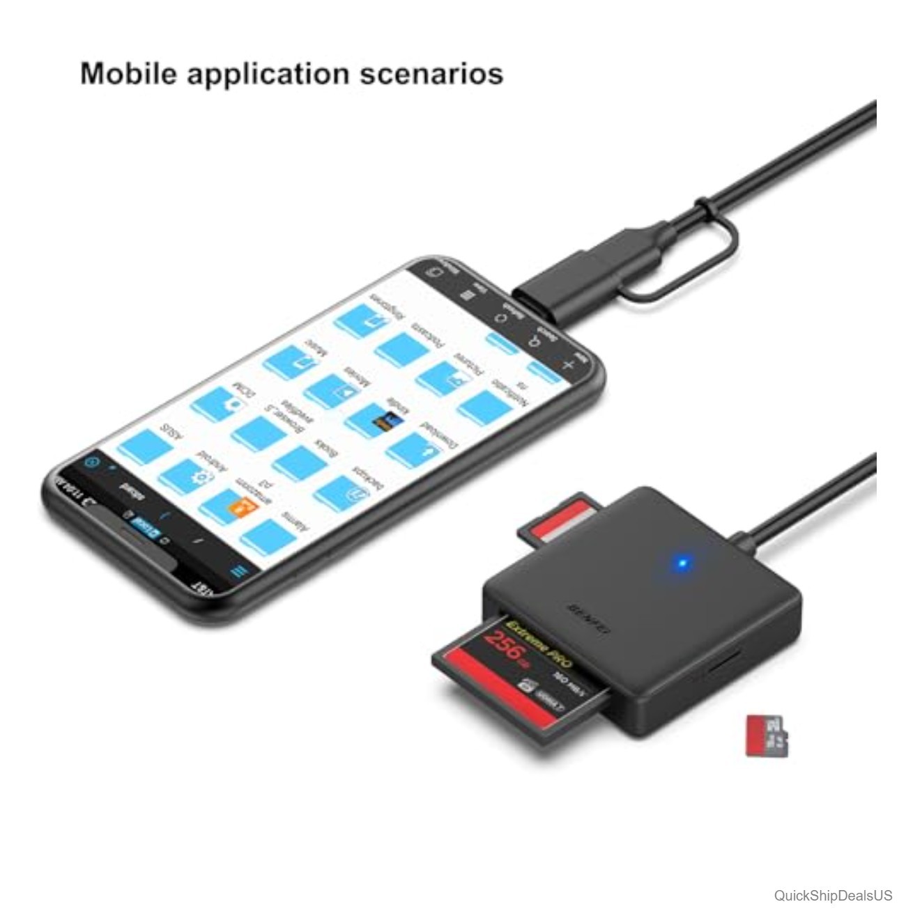 Memory Card Reader 4-in-1 USB 3.0 & USB-C Adapter for SD, Micro SD, MS, CF Cards