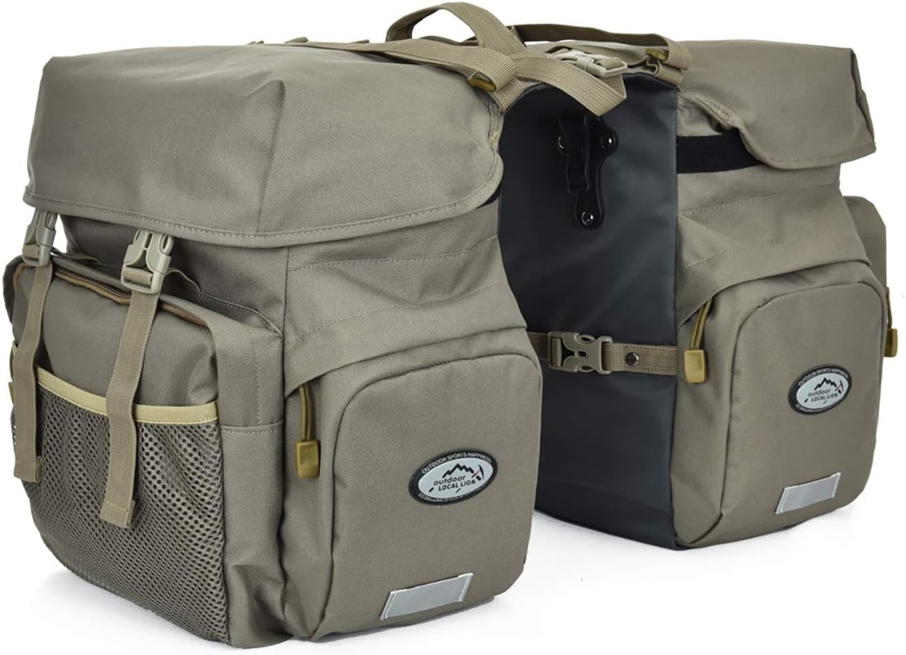 50L Bike Panniers Bicycle Commuting Bag Waterproof Saddle Bags with Rain Cove...