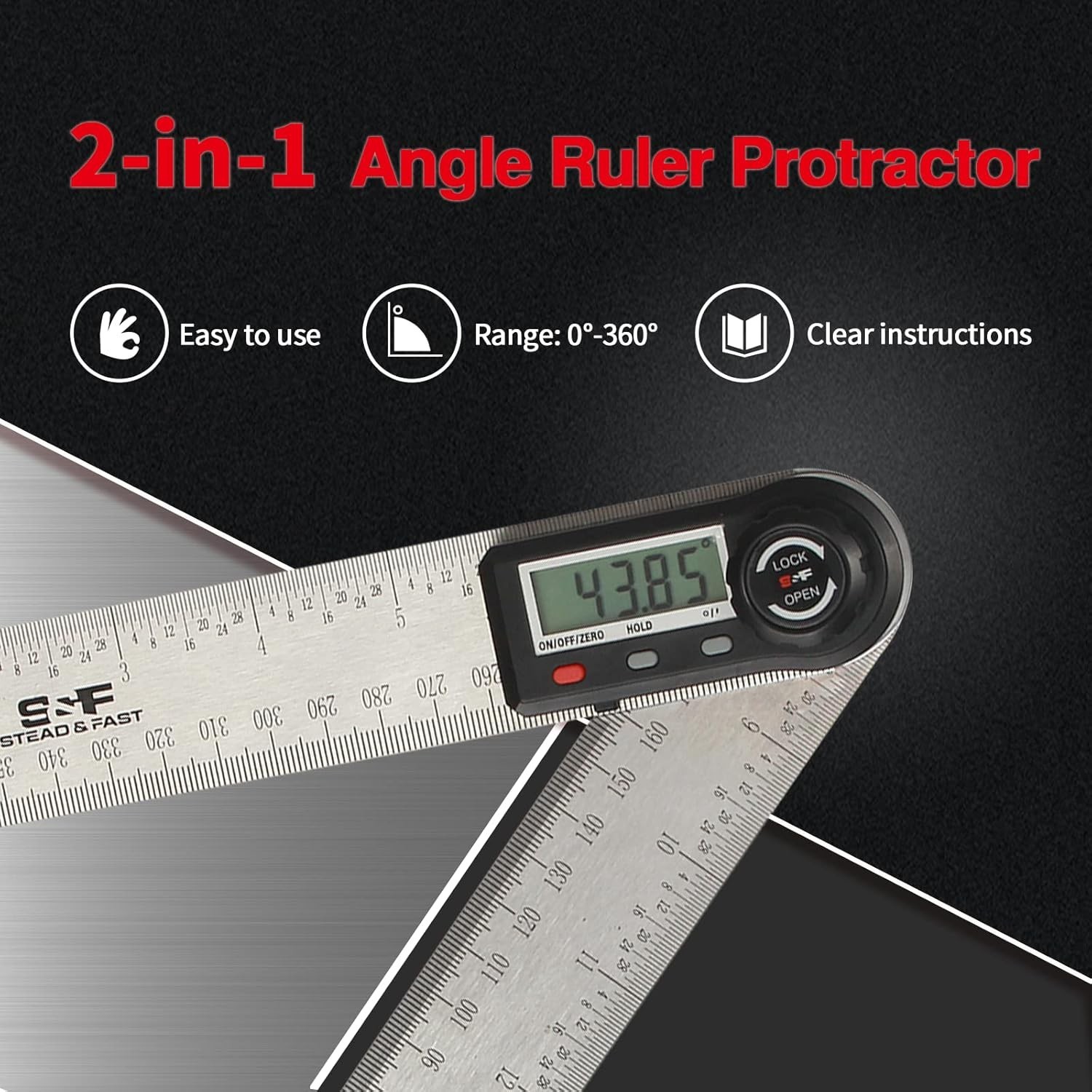 Digital Angle Finder Tool - 7 Inch Stainless Steel Protractor for Precision M...