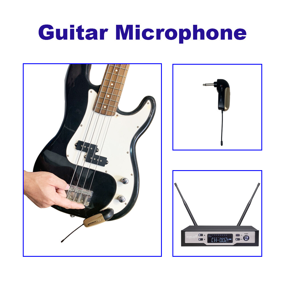 Wireless UHF Guitar Microphone System Straight pug Angled plug Mic Church Stage
