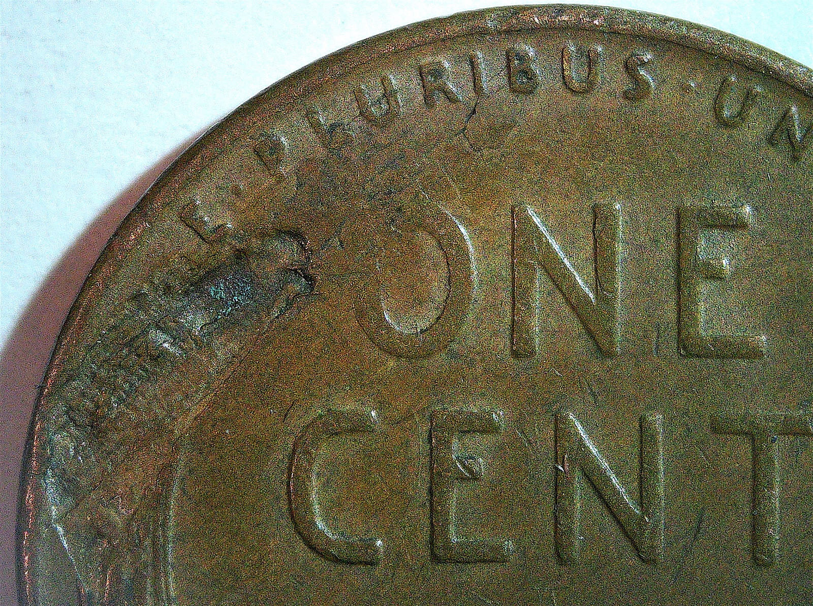 1953 S Lincoln wheat cent error, nice reverse lamination peel