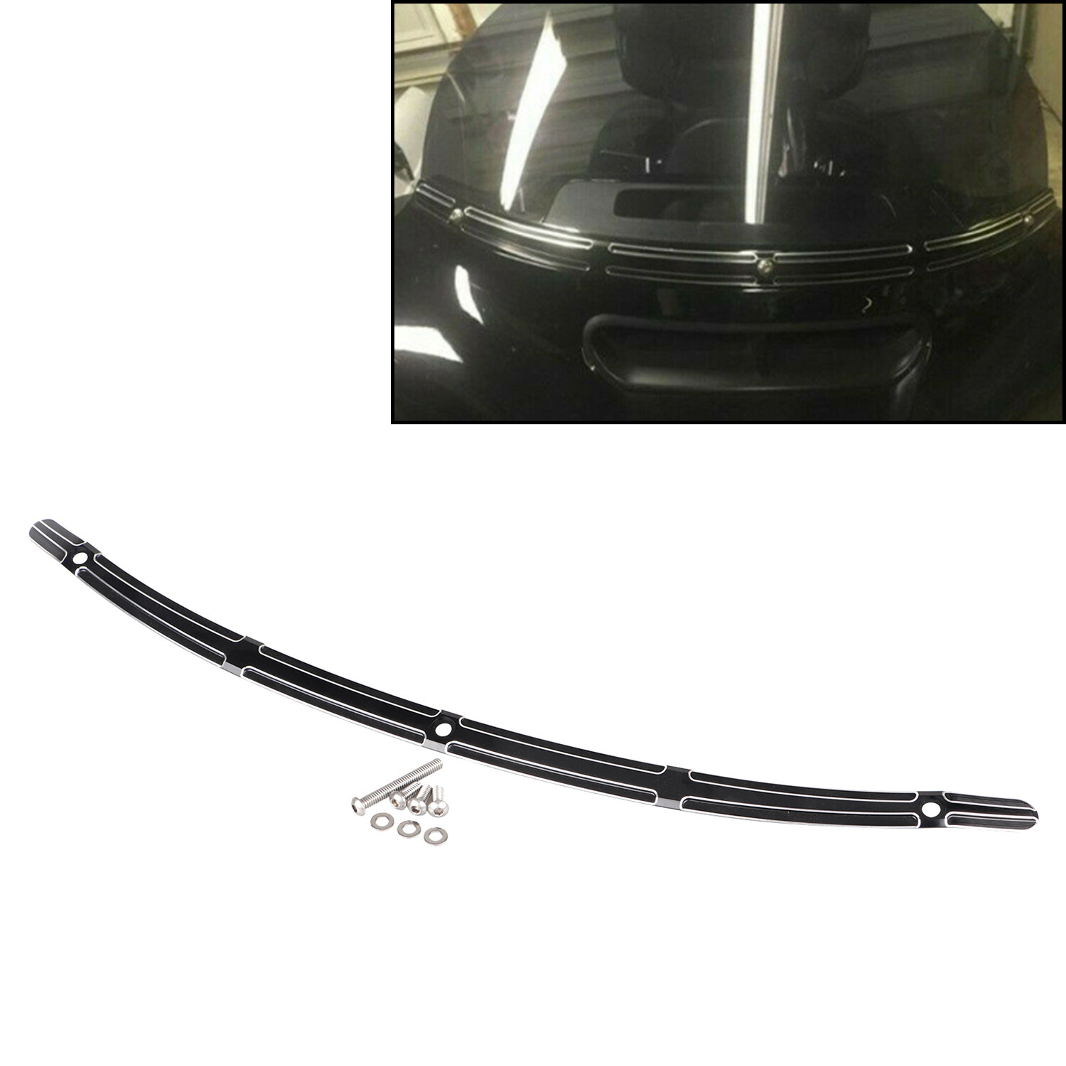 Black Cut Fairing Windshield Trim For Touring Electra Tri Glide FLHX Ultra 14-22