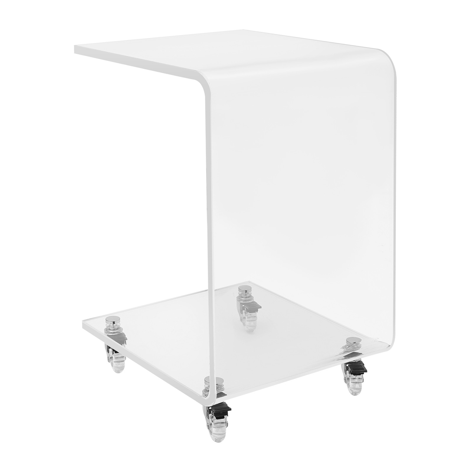 35*35*56cm C-Shaped Side Table, Acrylic End Table, Couch Side Table With Wheels