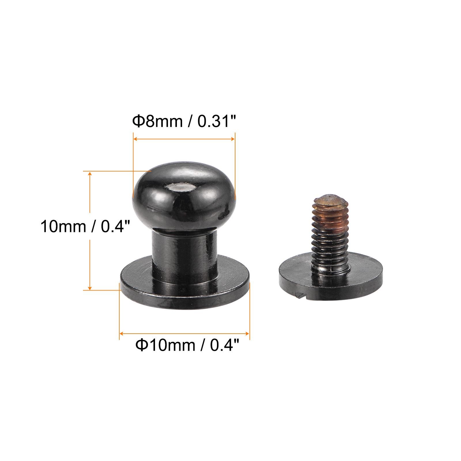 5 Set 8mm Solid Brass Round Head Lock Screw Rivets Pin Fixing, Black