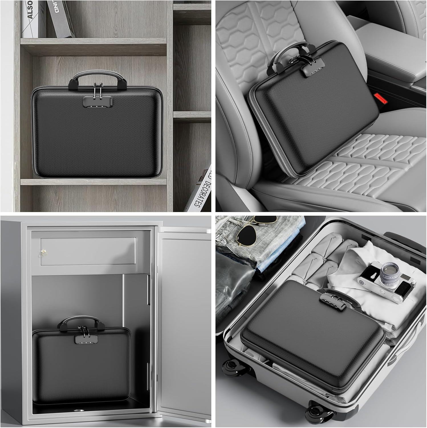 Fireproof File Organizer with Lock, Hard-Shell Case Fireproof Document Box with