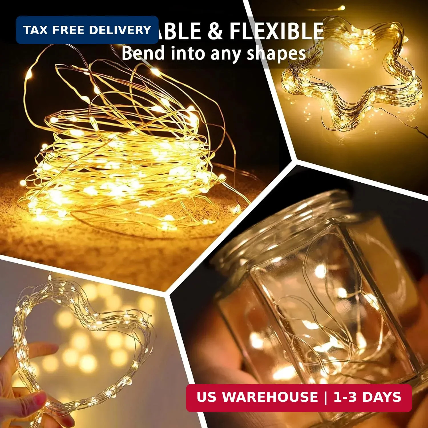 12 Pack Fairy Lights 7Ft 20 LED Twinkle String Lights 3 Modes Battery Operated W