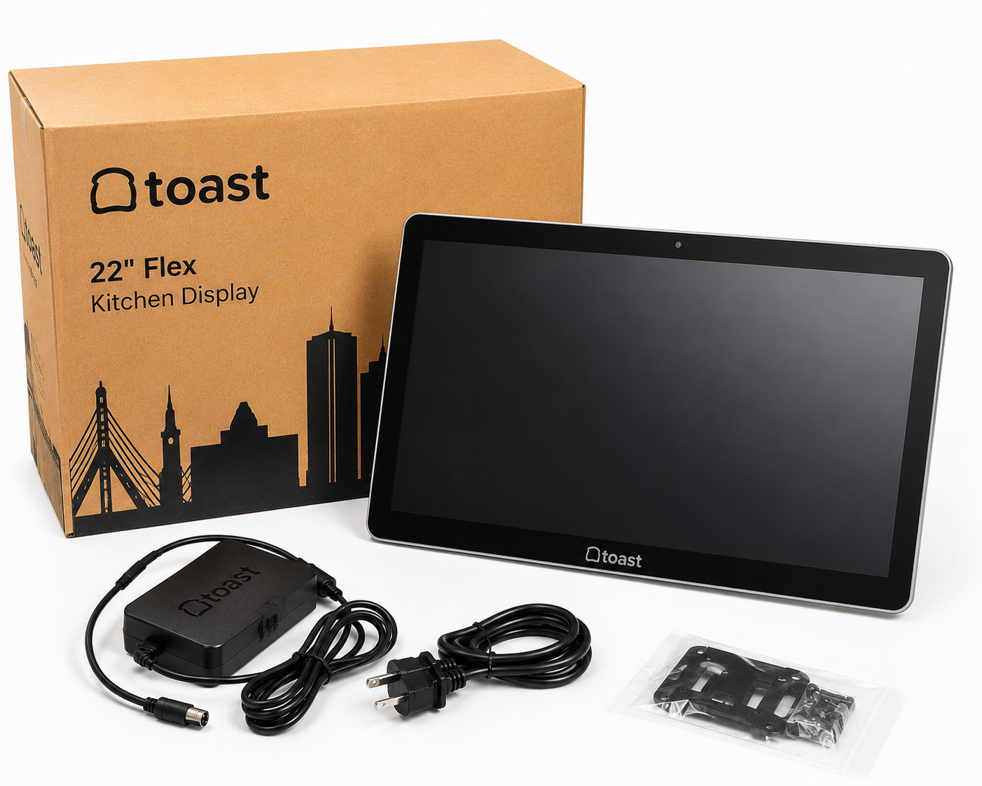 Toast Flex POS 22" Kitchen Display Touch Monitor TT500 w/ Stand & AC Adapter