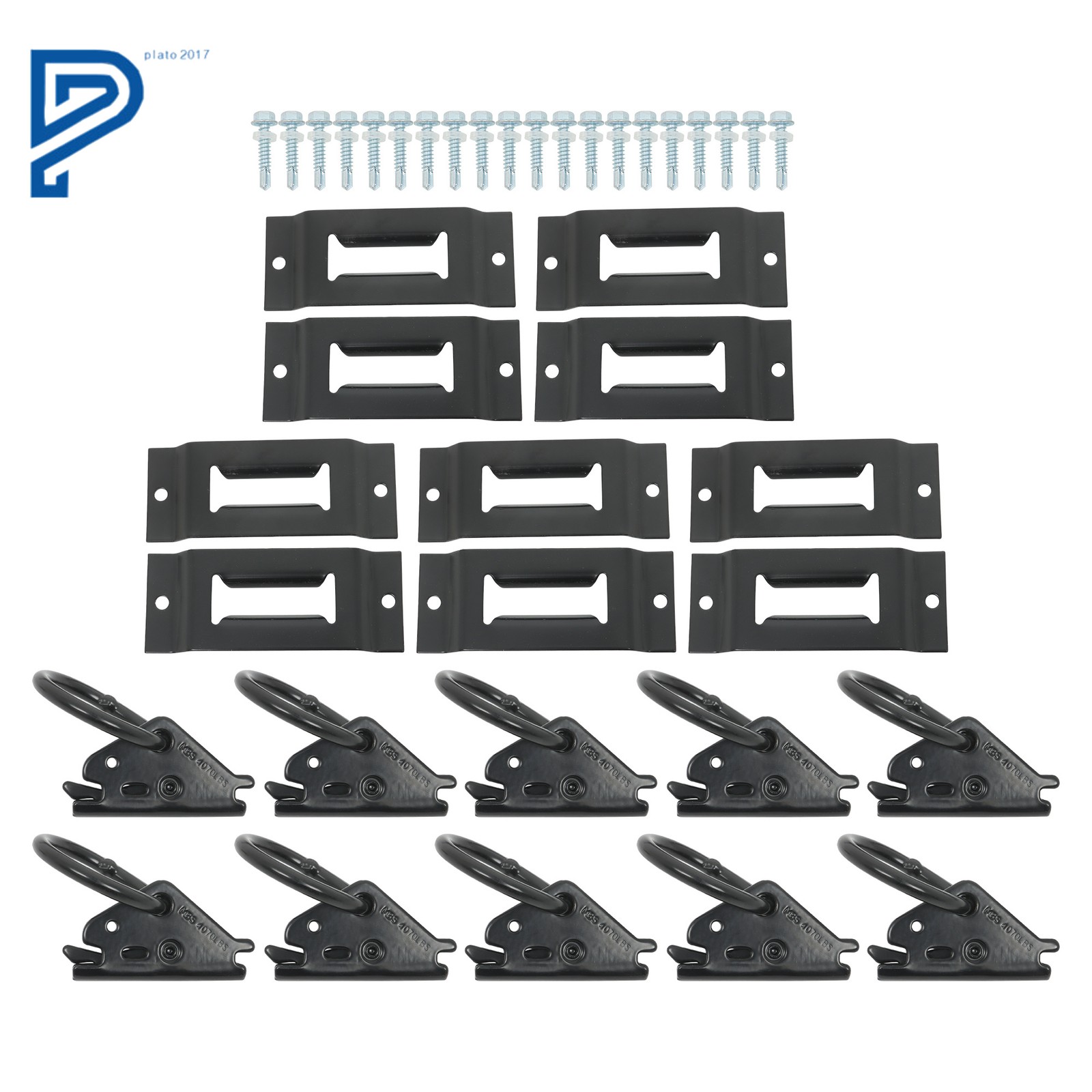 10 Pack E-Track Tie-Down Slots 10 Pack O-Rings E Track 1-Slot Plates For Trucks