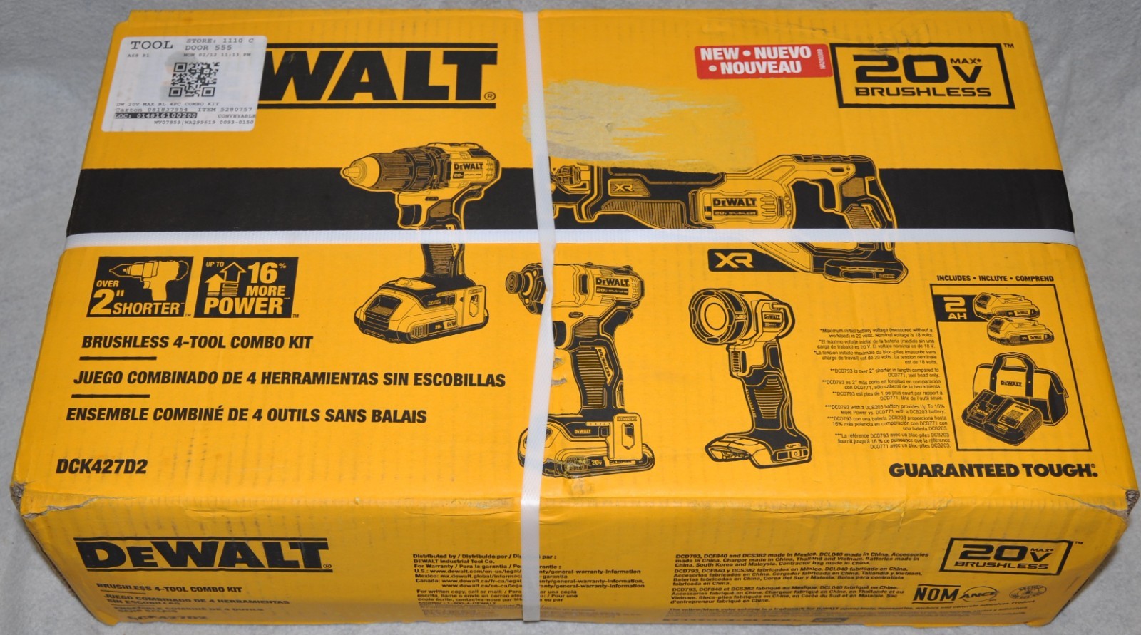 DeWalt DCK427D2 20V MAX 4-Tool Combo Kit Includes 2 Batteries, Charger & Bag