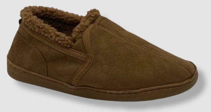 $38 Goldtoe Mens Beige Moisture-Wicking Faux-Suede Memory Foam Slippers Shoe 7-8
