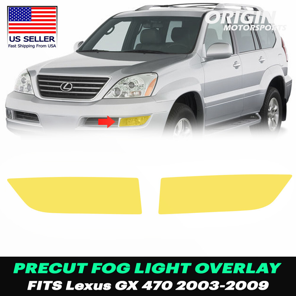 Yellow Precut Fog Light Overlay Tint Covers Film Fits Lexus GX 470 2003-2009