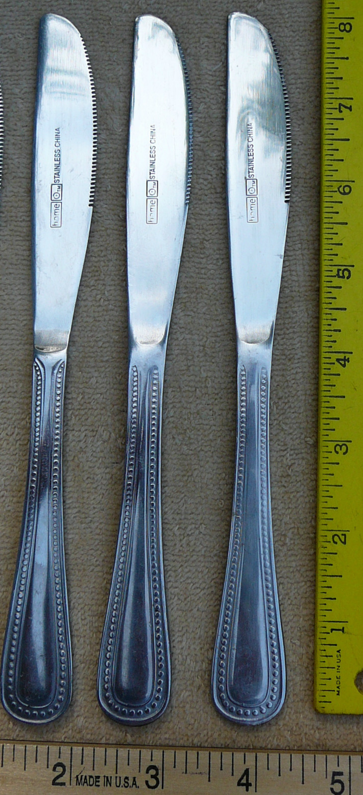 Home Stainless beaded design dinner knife set of 3