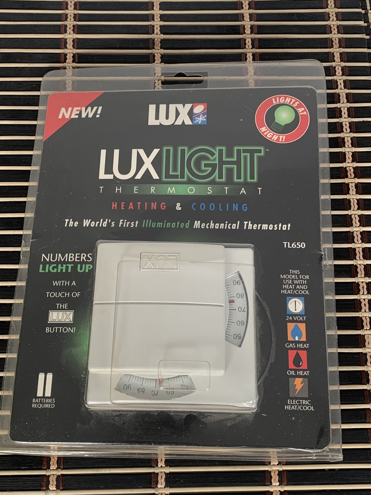 New Lux Light TL650 Analog Mechanical Heating & Cooling Thermostat