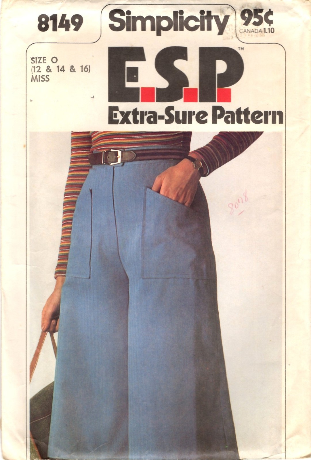 Culottes Misses' Sizes 12-16 Simplicity 8149 Sewing Pattern UNCUT ©1977