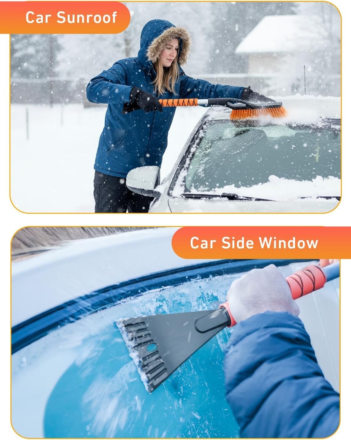 Versatile 27" Winter Snow Scraper & Windshield Cleaner with Comfort Grip
