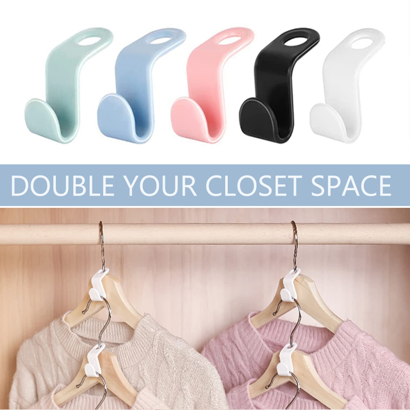 Clothes Hanger Connector Hooks, Space Saver Connector Hooks,5-Colors Hanger E...