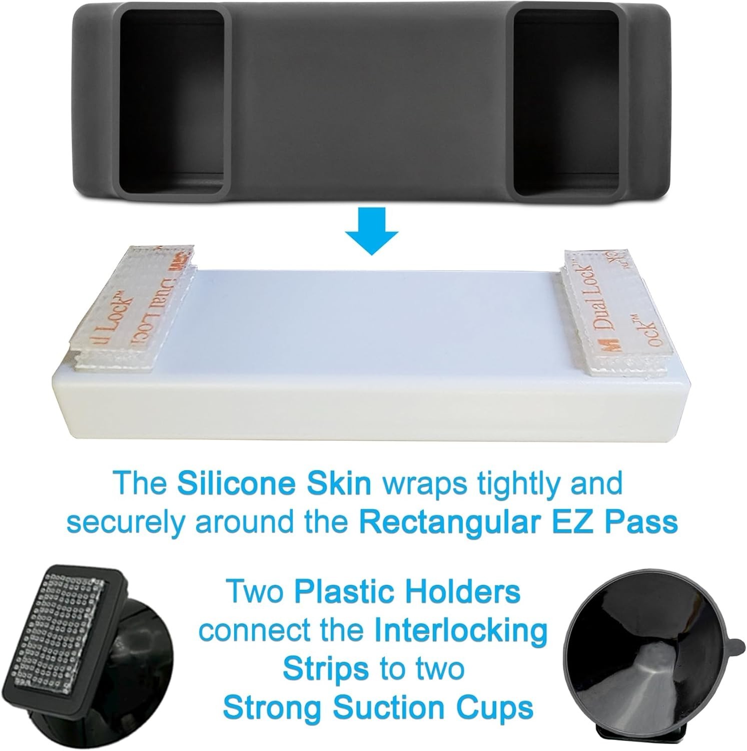 Silicone Skin + Holders for the New Rectangular EZ Pass with Interlocking Strips