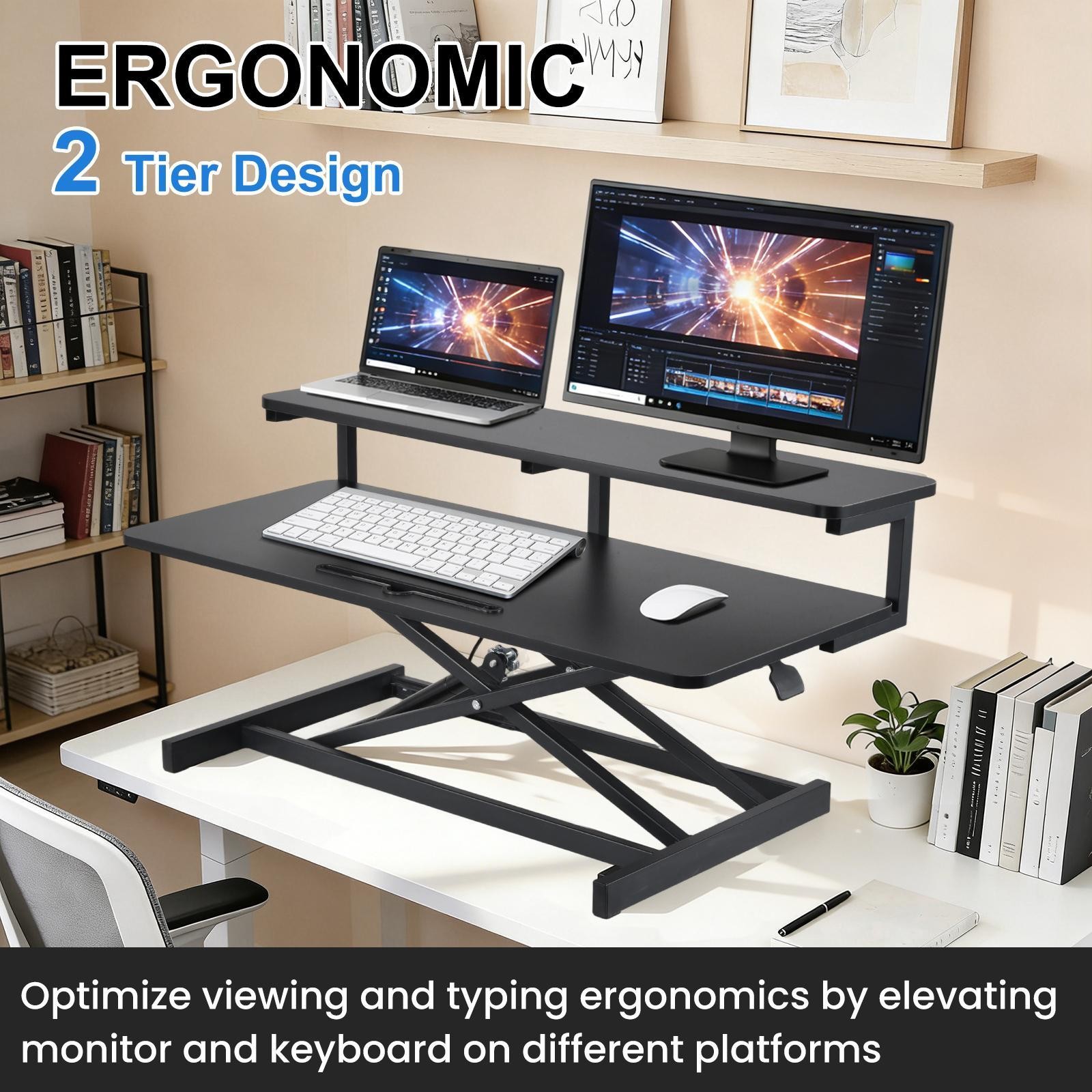 37 Inch Home Office Desk Converter Height Adjustable Computer Desk Riser
