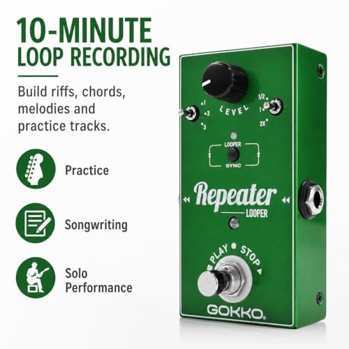 GK-27 Looper Pedal for Electric Guitar, 11-Min Loop Recording REPEATER Looper