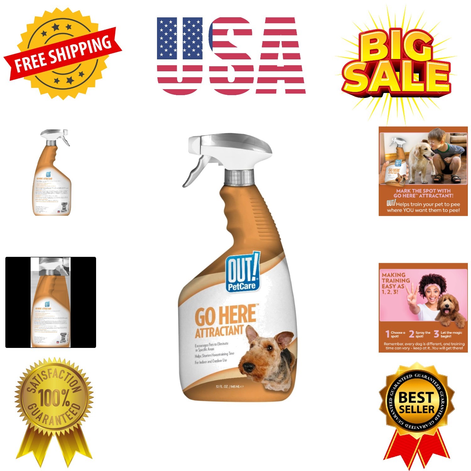 PetCare Go Here Attractant Dog and Puppy Potty Training Spray, Safe & Effecti...