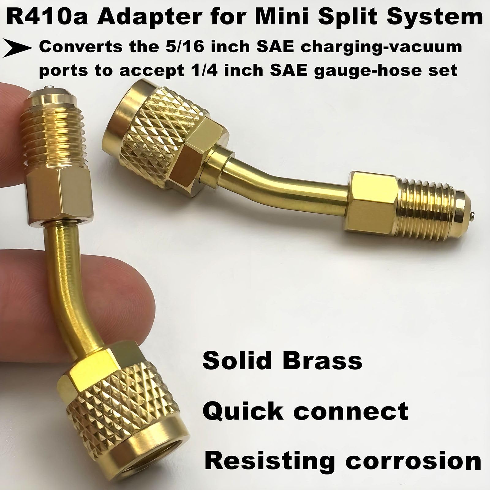 R410a Adapter for Mini Split 2 Straight + 2 Angled +2 Tank Adapters, Brass