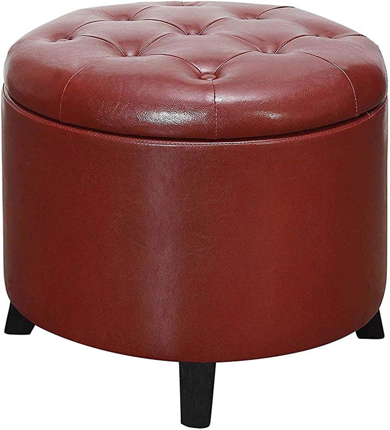 Living Room Furniture 4Comfort Storage Ottoman Burgundy Faux Leather