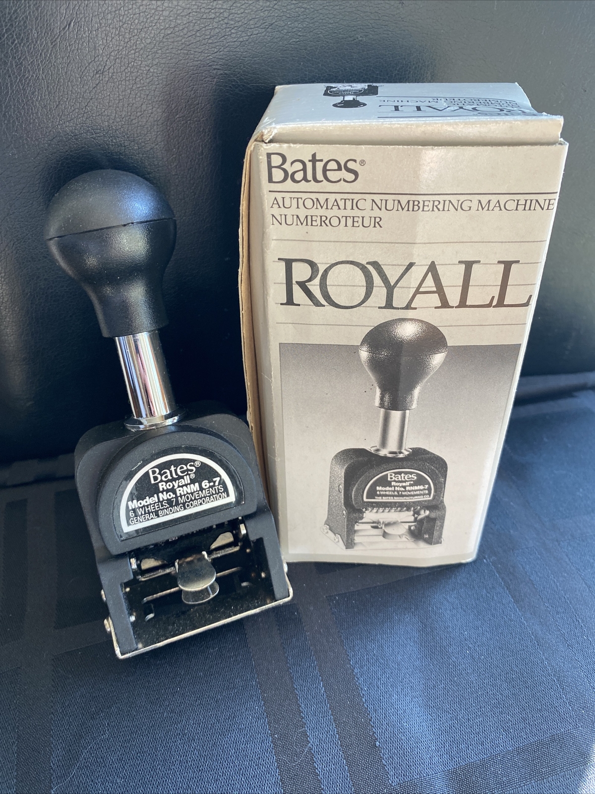 Bates Royall RNM6-7 Automatic Numbering Machine Ink Stamp  Complete In Box
