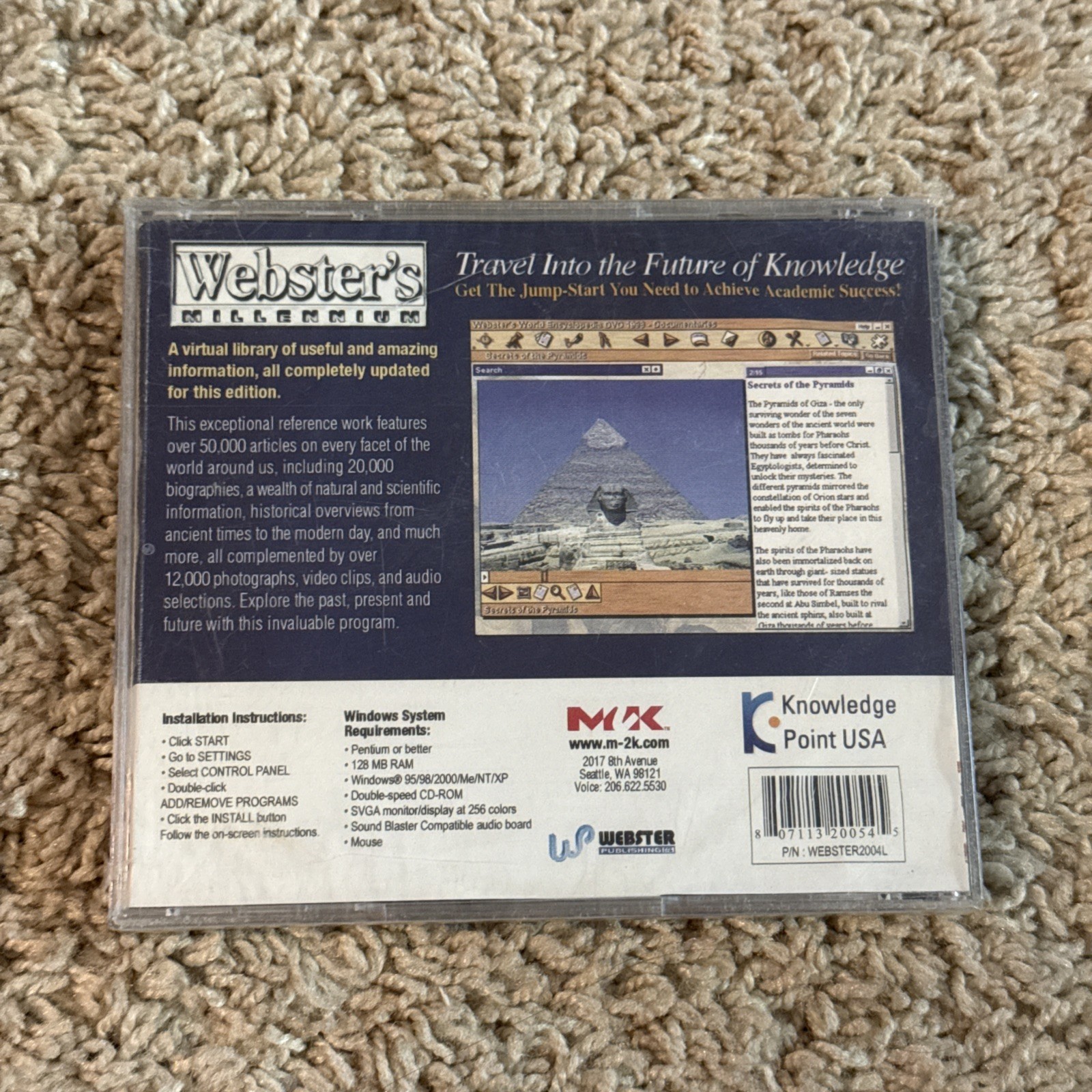 Webster’s Millennium 2004 World Encyclopedia PC Software (Brand New, Sealed)