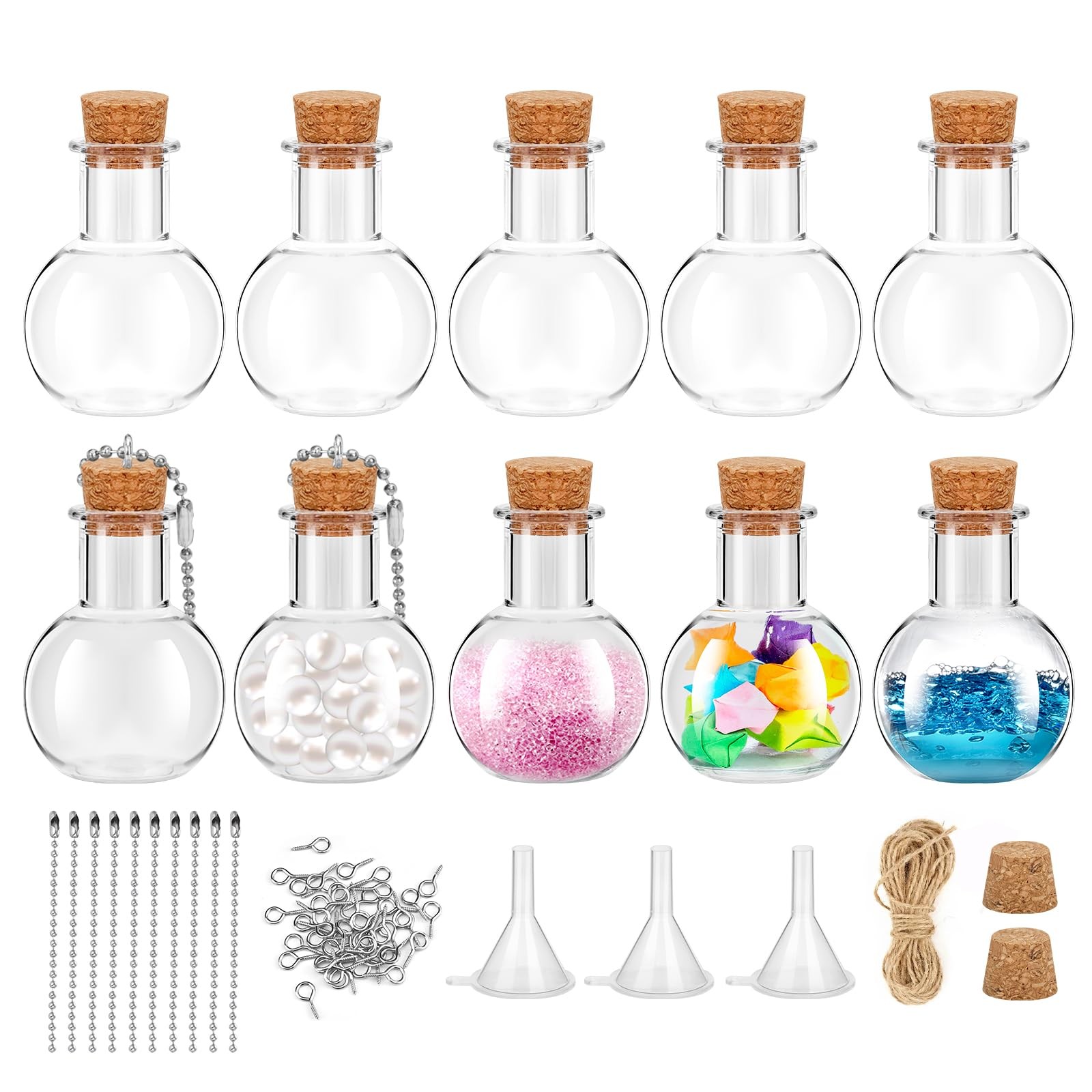 10 Packs Mini Plastic Bottles with Corks Clear Small Plastic Bottles for Birt...